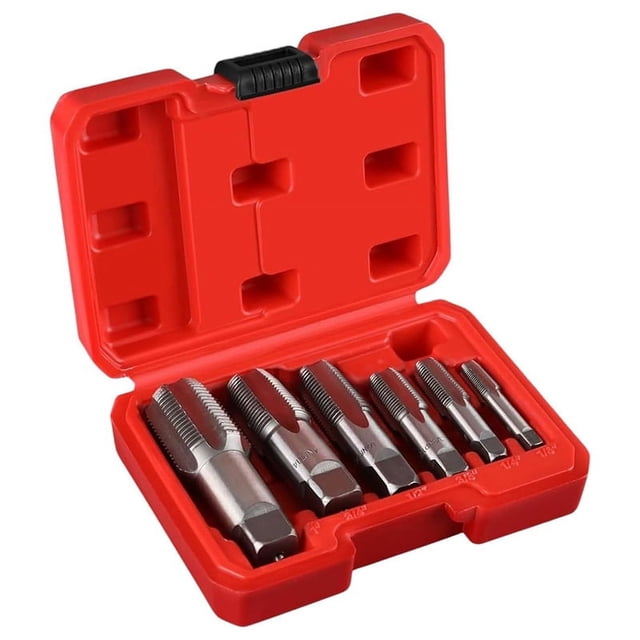 Juego Machos Roscar para Tuberías NPT 6 Piezas, Juego Machos Roscar Cónicos Acero Carbono Precisión con Estuche Almacenamiento para Fontaneros, Mecánicos y Aficionados Bricolaje