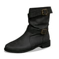 thumbnail image 1 of WEAIXIMIUNG Bottes d'Hiver Pieds Nus Femmes Mode Hiver Cuir Boucle Mi-Mollet Style Confortable, 1 of 9