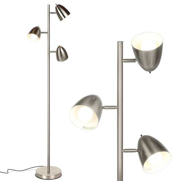 Brightech Jacob Adjustable 3 Light Tree Floor Lamp Pole With Led Lights Nickel Com Light Tree Floor Lamp Pole, Ellery Brushed Steel Tree Torchiere 3 Light Floor Lamp