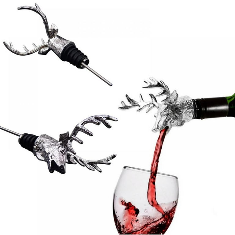  FREEMASTER Wine Pourer Wine Aerators Stainless Deer Stag Head Wine  Pourer Stags Head Bottle Pourer Unique Gift Ideas Bar Accessories Birthday  and Wedding Christmas Gifts (Silver white) : Home & Kitchen