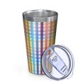 thumbnail image 2 of 16oz Tumblers Colorful Striped Checkered Pattern Stainless Steel Vacuum Insulated Double Wall Travel Tumbler Cups Mug with Lid and Straw,Cleaning Brush for Coffee,Tea, 2 of 4