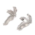 thumbnail image 2 of 3 Pair Brass Pave Clear Cubic Zirconia Stud Earring Findings with Loop Leaf Platinum 28x16mm Hole: 1mm Pin: 0.8mmDIY, 2 of 2