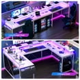thumbnail image 6 of Luku U Shaped Home Office Desk, Reversible L Shaped Gaming Computer Desk with Power Outlets,126 Inch Computer Desk with Monitor Stand and LED Lights,Storage Shelves,Storage Bag and Hooks, 6 of 8