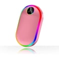 thumbnail image 1 of Calentador de manos recargable con luces (7 colores), 10000 mAh, eléctrico, luminiscente (13-18 horas), portátil, USB, reutilizable, color rosa, 1 of 5