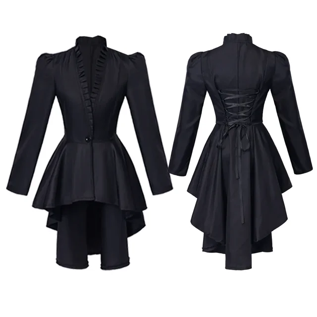 Vestido victoriano Medieval para mujer, traje de esmoquin, gabardina gótica Steampunk, dobladillo, vestido de carnaval de Halloween, traje de fiesta, abrigo