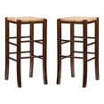 thumbnail image 1 of Linon Backless Set of Two 29" Wooden Barstools Handwoven Seat in Walnut, 1 of 15