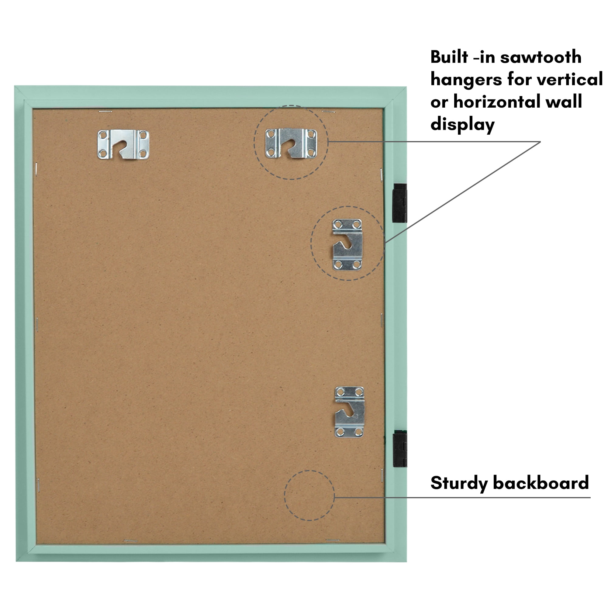 Americanflat 10x12.5 Kids Art Frame with 8.5x11 Mat Holds 100 Art Pieces Magnetic Letter Size Mini - Seafoam Green