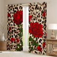 thumbnail image 2 of Homewish Boys Girls Animal Leopard Print Black Out Curtains,Chic Floral Flower Rose Curtains Pack of 2 (42x63 Each),Brown Red Green Bedroom Curtains,Microfiber Bedroom Decor, 2 of 6