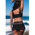 thumbnail image 4 of ABPHQTO Conjunto de bikini de falda de malla transparente con correas de encaje negro de 3 piezas para mujer, 4 of 5