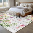 thumbnail image 4 of Pink Spring Floral Area Rugs 5x7 ft Watercolor Botanical Wildflowers Board Washable Rug Non Slip Indoor Carpet Absorbent Floor Mat for Living Room Bedroom Dining Room, 4 of 9