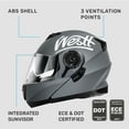 thumbnail image 5 of Westt Open Face Motorcycle Helmet - Motocross Helmet Liftable Chin & Dual Visor - ATV Helmets for Adults Motorcycle DOT Approved(Grey/L Torque X), 5 of 8