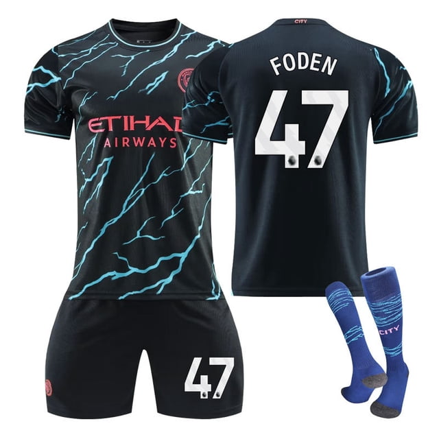 23-24 Manchester City Second Away No. 9 Harland Shirt 17 De Bruyne 47 Foden Football Kit NO.47 FODEN NO.47 FODEN 2XL
