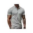 thumbnail image 4 of Mens Knit Polo Shirts Casual Short Sleeve Button Down Polo Shirt Performance Golf Polo Shirt Moisture Wicking Quick Dry Short For Men Casual Activewear Grey 4XL, 4 of 6