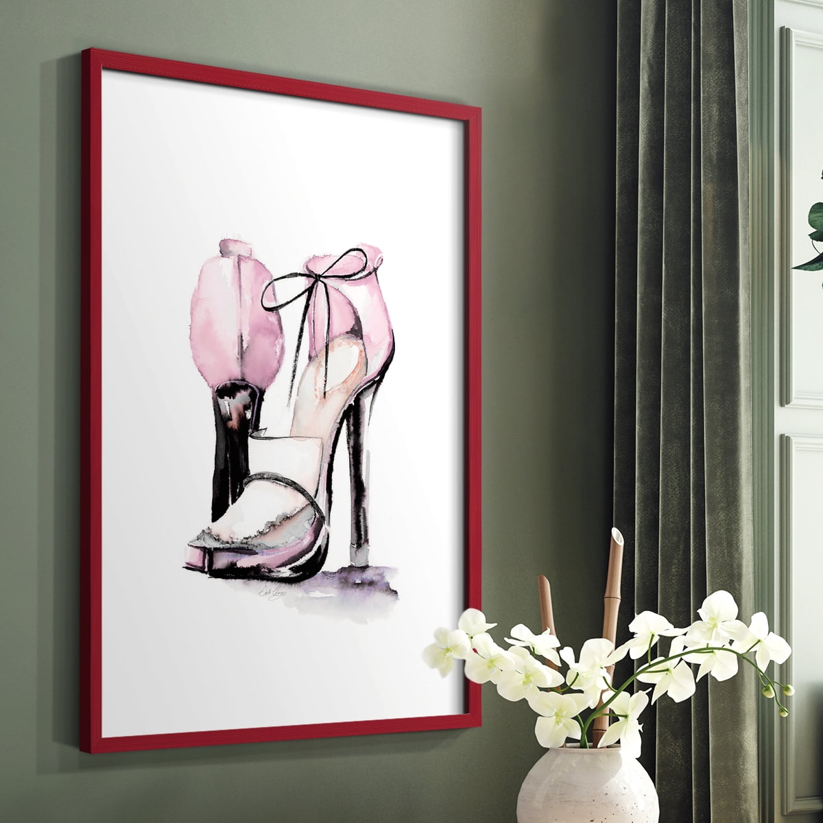 Loafer Heel in Red Solid Wood 8 x 10 Framed Print