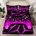 thumbnail image 2 of Manfei Black Game Console Twin Sheet Sets, Gamer Fitted Sheet, Purple Black Flat Sheet, 3-Piece Breathable, 2 of 7