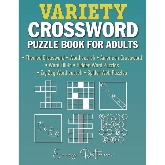 Variety Crossword Puzzle Book for Adults: 105 Easy to Medium Puzzles, (Paperback)