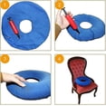 thumbnail image 4 of Cojín de asiento inflable (38 x 38 cm, azul) La masa de cojín de anillo de almohada reduce la presión sobre el nervio ciático del usuario, adecuado para todo poliéster, 4 of 5