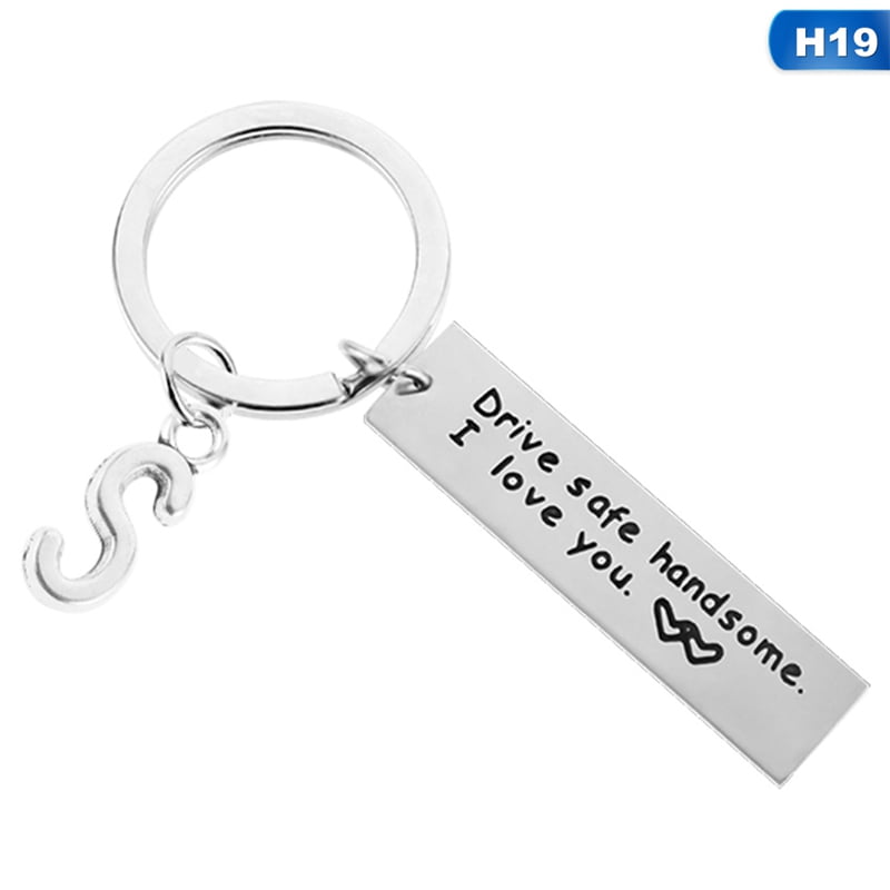 Handsome Drive Safe I Love You Trucker Charm Key ring chain Tag Gift For Husband 