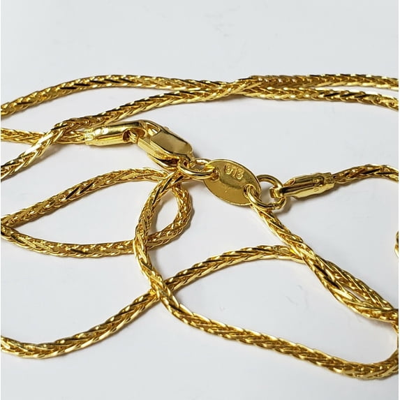 22K (916 Stamped) Real Solid Yellow Gold Wheat Franco Link Necklace Chain 5.2g
