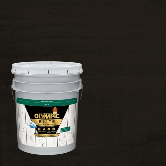 Olympic Elite 5 Gallons SC-1028 Ebony Solid Advanced Exterior Stain and Sealer in One