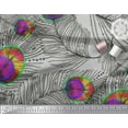 thumbnail image 2 of Soimoi Poly Georgette Fabric Peacock Feather Print Fabric by the Yard 52 Inch Wide, 2 of 3