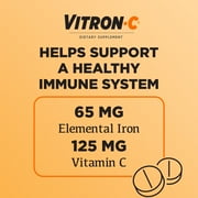 Vitron-C Iron Supplement, Immunity Support Iron Supplements with Vitamin C, 60 Count