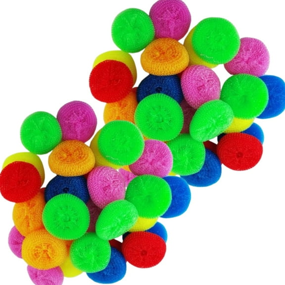 Dish Scrubbers for Dishes, 30Pcs Plastic Scouring Pad, Pot Round Scrubber, Dish Scourers, Assorted Colors Poly Mesh Scouring Dish Pads for Kitchen Cleaning