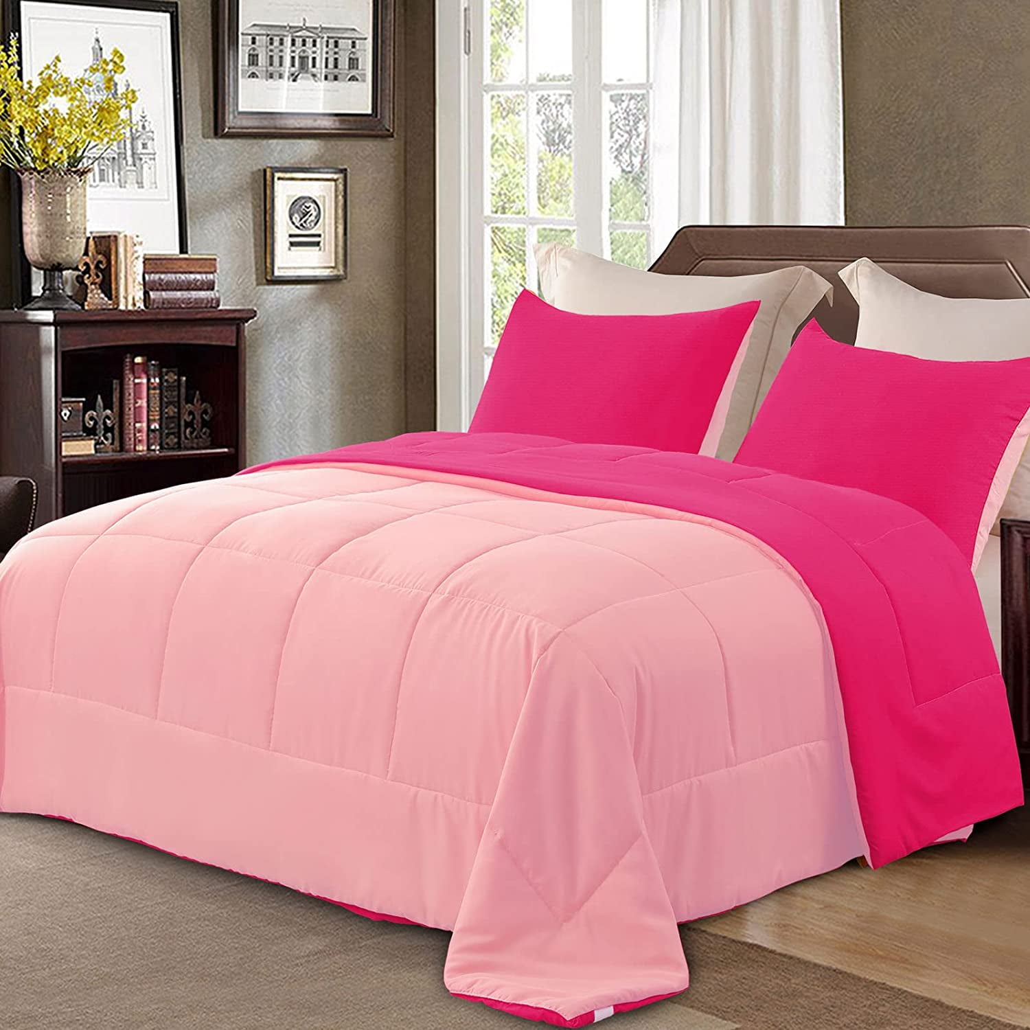 Fluffy pink blanket set sale