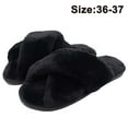 thumbnail image 1 of Pantuflas para mujer, punta abierta, peludas, esponjosas, para casa, acogedoras, de espuma viscoelástica, antideslizantes, de felpa, cruzadas, peludas, para interior y exterior Adepaton 2034321-4, 1 of 9