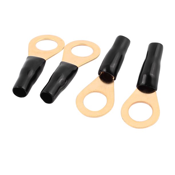 4 Pcs 10 Gauge Car Speaker Cable Amplifier Ring Terminals Connector Black