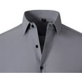 thumbnail image 5 of HOWPAY Mens Dress Shirt Slim Fit Formal Shirts Long Sleeve Button down Solid Color Stretch Business Casual for Wedding and Office Fall Clothes Grey XXL, 5 of 6