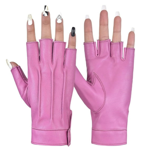 Genuine Leather Women Half Finger Dress Gloves