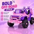 thumbnail image 4 of FUPOJH 12V Kids Electric Car,2 Seater Kids Ride on Toys with Remote,Bluetooth,Swing and Sport Mode,4mph,Dual Motors,Pink, 4 of 10