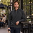 thumbnail image 2 of AZoiNM Men's Quarter Zip Pullover Sweatshirt, Casual Long Sleeve Mock Neck Fleece Sweatshirt with Ribbed Cuffs and Hem, Midweight Fall Spring Sweater Top, 2 of 13