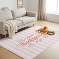 thumbnail image 4 of Happy Thanksgiving Washable Area Rug 2.7 x 5 ft Rustic Leaf Pumpkins Pink White Stripes Soft Non‑Slip Rugs Stain Repellent Indoor Mats for Kitchen Aisle, Foyer, Foot‑of‑Bed, Mudroom, 4 of 9