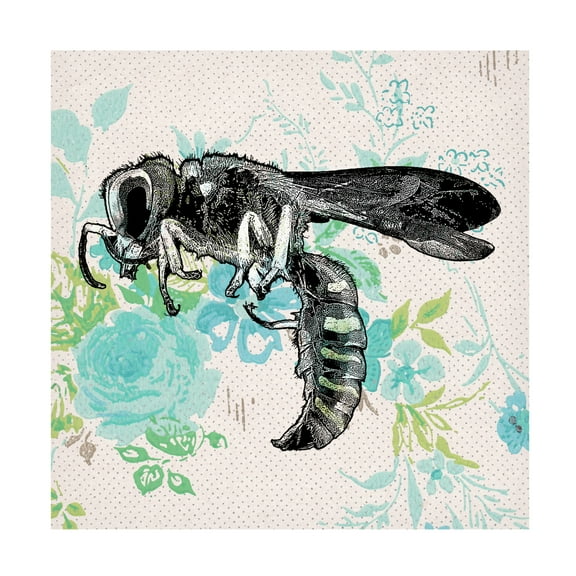 Canvas Wall Art - Dean Russo- Exclusive 'Bee Wallpaper Square' Wall Art for Living Room, Bedroom, or Office Décor by Trademark Fine Art - 14 x 14 Inches