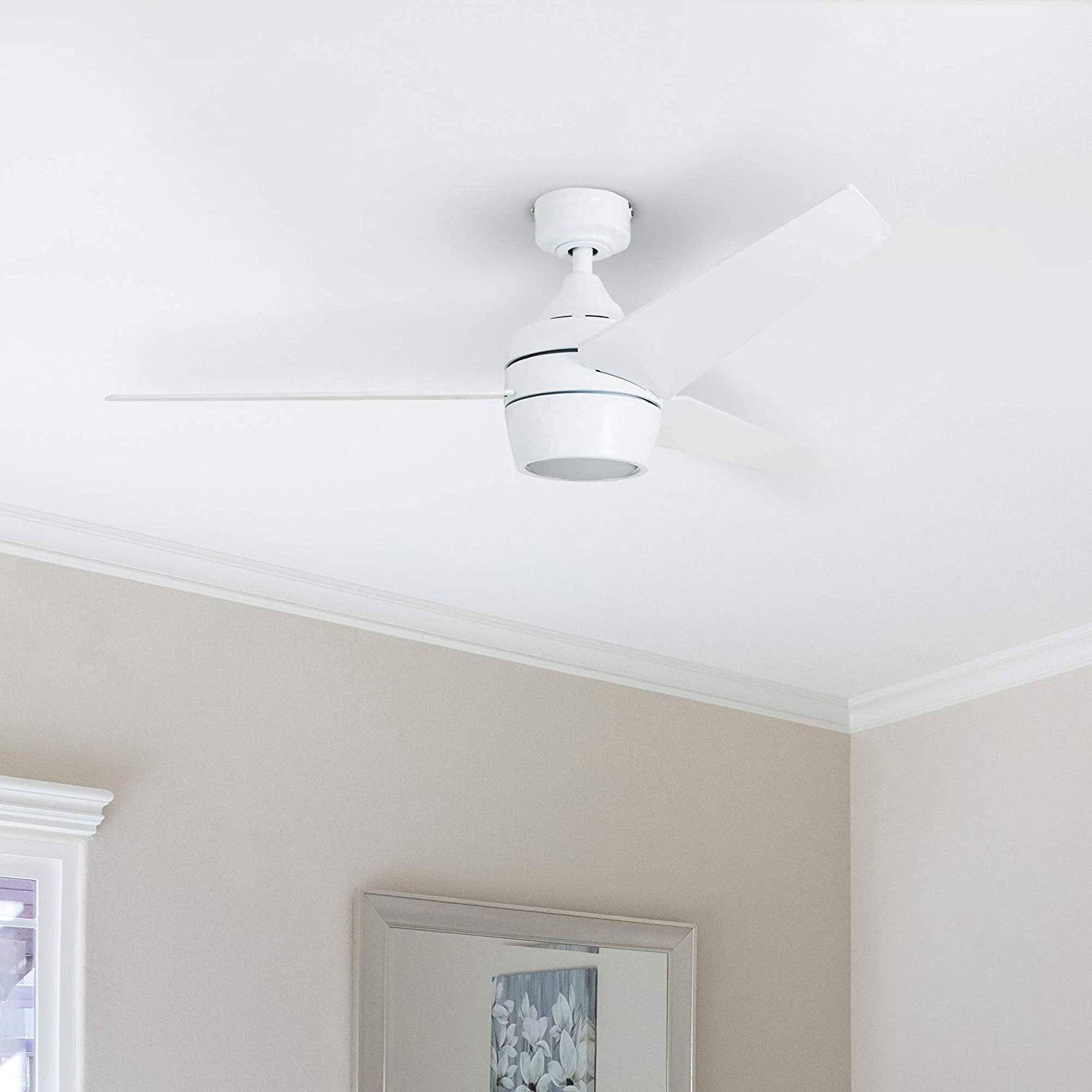 Honeywell Eamon 52" Modern Bright White Remote Control Ceiling Fan with Integrated LED Light, 3 Blade