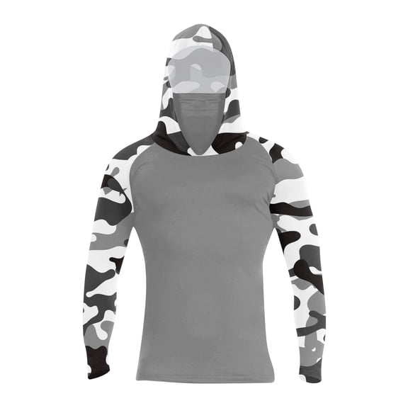 Domuza Mens Uv Protection Shirts with Mask Lightweight Long Sleeve Hooded Sun Shirt SPF 50 UPF Hoodie Summer Fishing Shirts Sky Blue XL