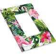 SKQIT Outlet Covers Wall Plate, Summer Green Leaf Flamingo Print