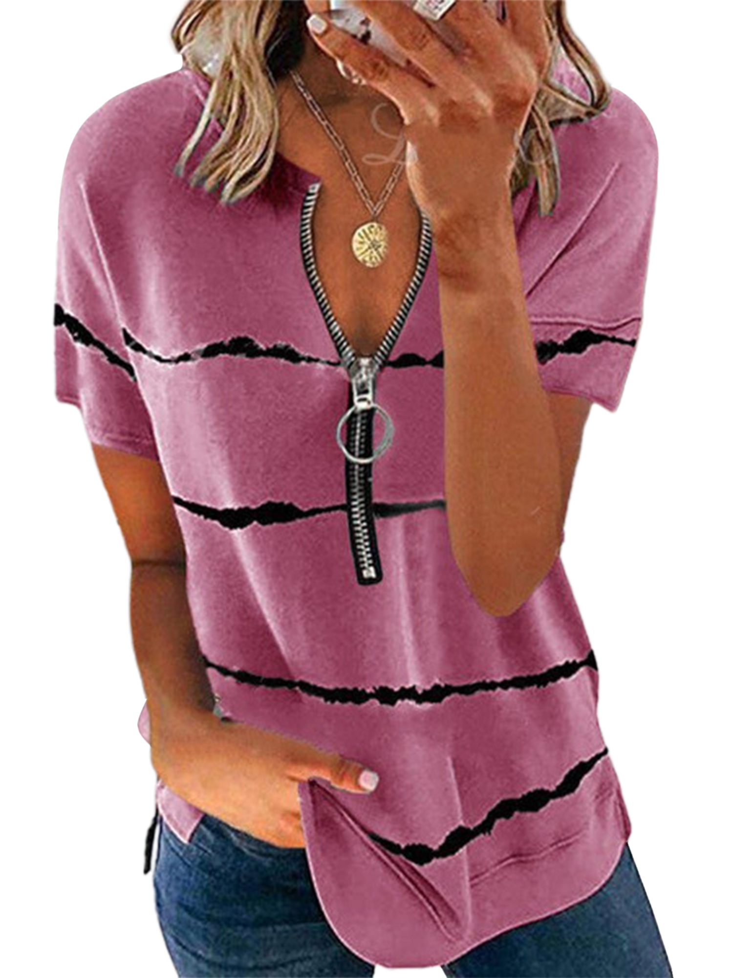 Details about / Mens Purple Stripe Short Sleeve V Neck Champion Top XXL