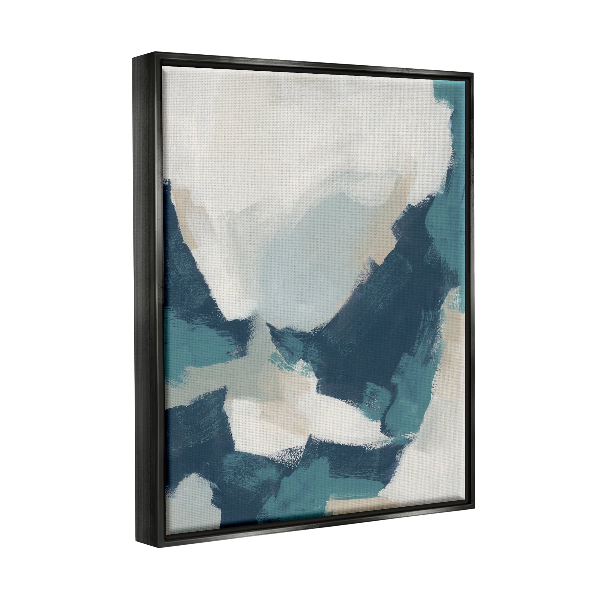 Stupell Brushed Abstract Blue & Beige Abstract Painting Black Floater Framed Art Print Wall Art