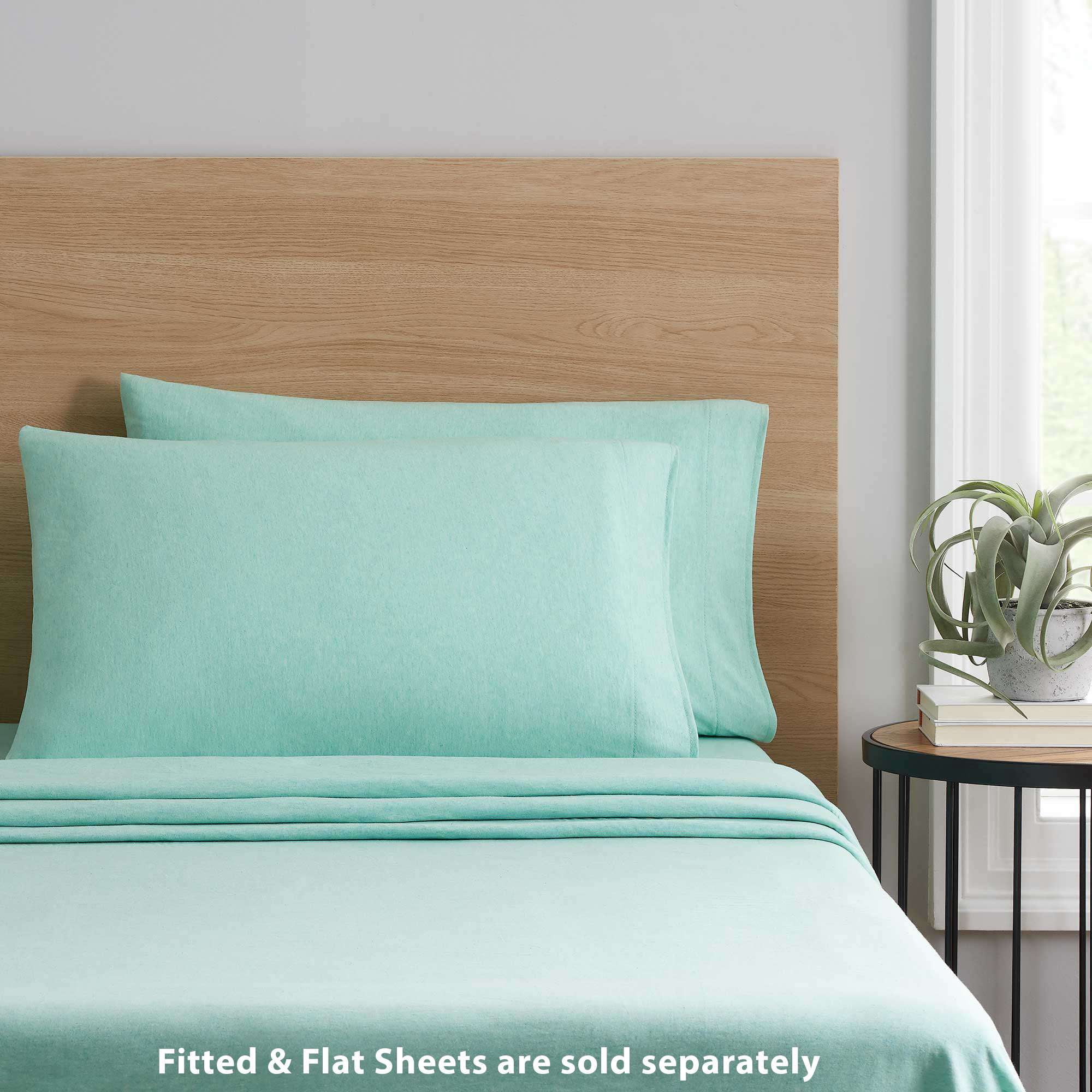 Mainstays Set of 2 Jersey Standard/Queen Pillowcases Classic Mint