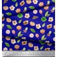 thumbnail image 2 of Soimoi Blue Heavy Canvas Fabric Anemone & Leaves Print Fabric by the Yard 58 Inch Wide, 2 of 3