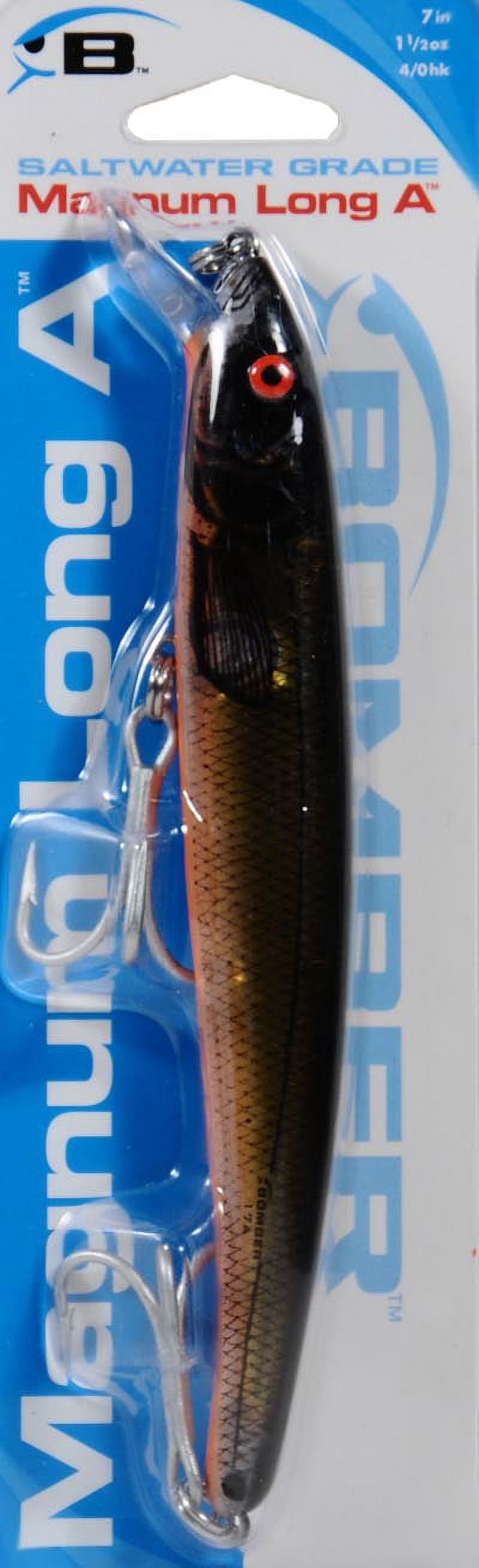 Bomber Magnum Long A Crankbait 7" Chart Flash Black Orange Belly 1 1/2 oz.