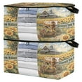 thumbnail image 2 of BZSMCE Under Bed Storage Bags With Reinforced Handles Cow Sunflowers Barn and Cart Underbed Storage, 2 of 7