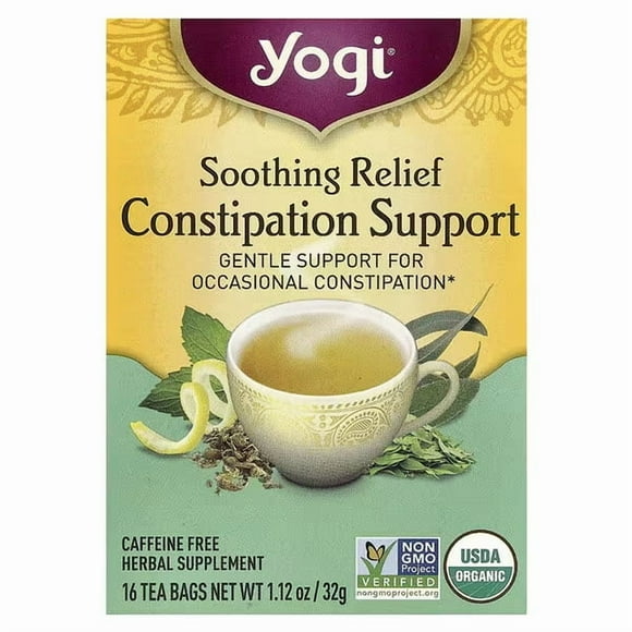 Yogi Thé, Soulagement Apaisant de la Constipation, Sans Caféine, 16 Sachets de Thé, 1.12 oz (32 g)