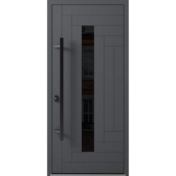 Front Exterior Prehung Steel Door / Ronex 0130 Grey / Entry Metal Modern Painted