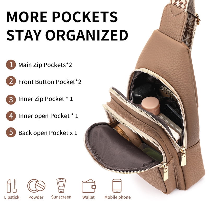 FALAN MULE Crossbody Bags for Women Trendy Leather Sling Chest Bag Fanny Packs for Women