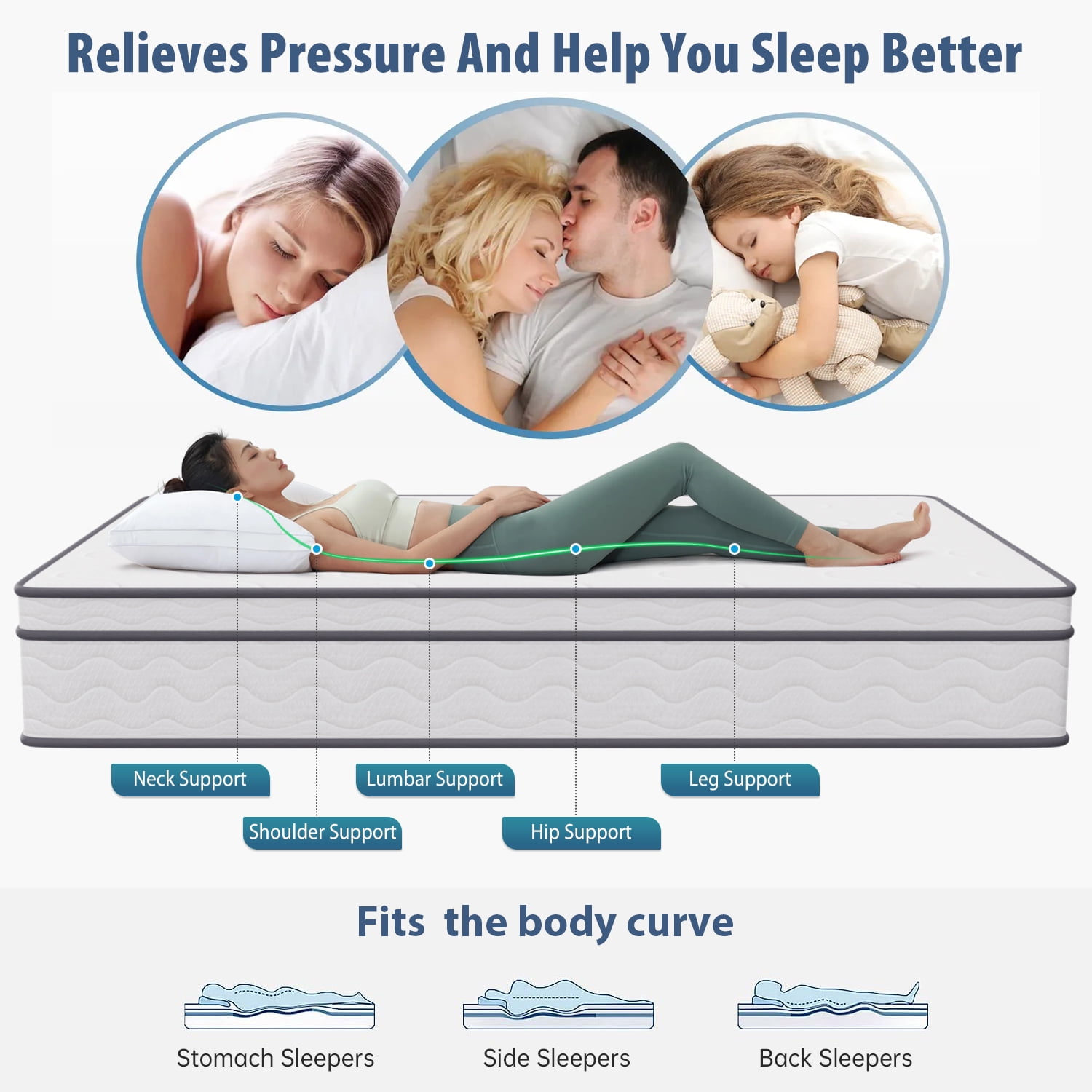12 Inch Full Mattress with Innerspring and Foam/Medium Firm Spring Mattress Full Size Mattress in a Box Cool Sleep Pressure Relief