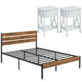 thumbnail image 5 of VECELO 3-piece Bedroom Set, Metal & Wood Platform Bed with Set of 2 Nightstand, Queen Size, 5 of 10